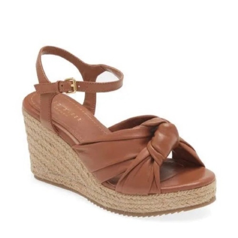 Ted Baker London Taymin Brown Leather Knot Espadrille Wedge Sandals Brown 36.5